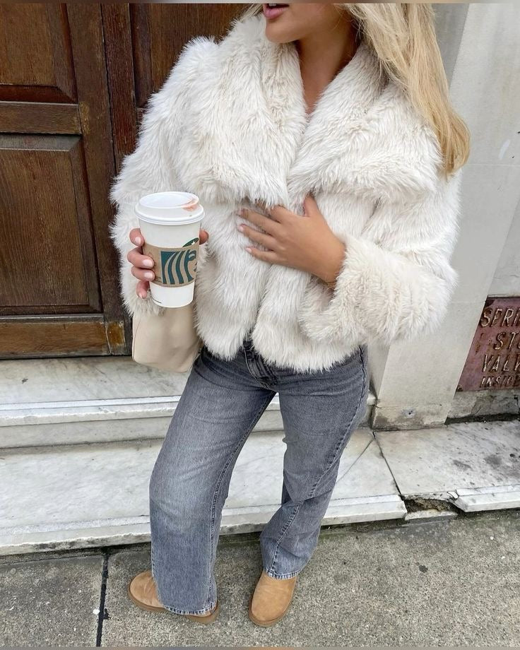 Veste blanche fourrure - NATHALIE