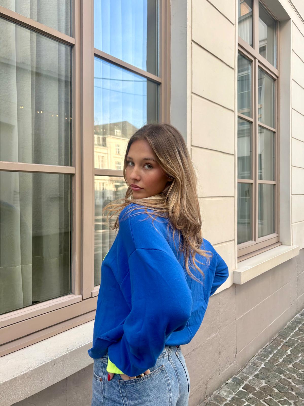 Sweat bleu - LOVE FASHION