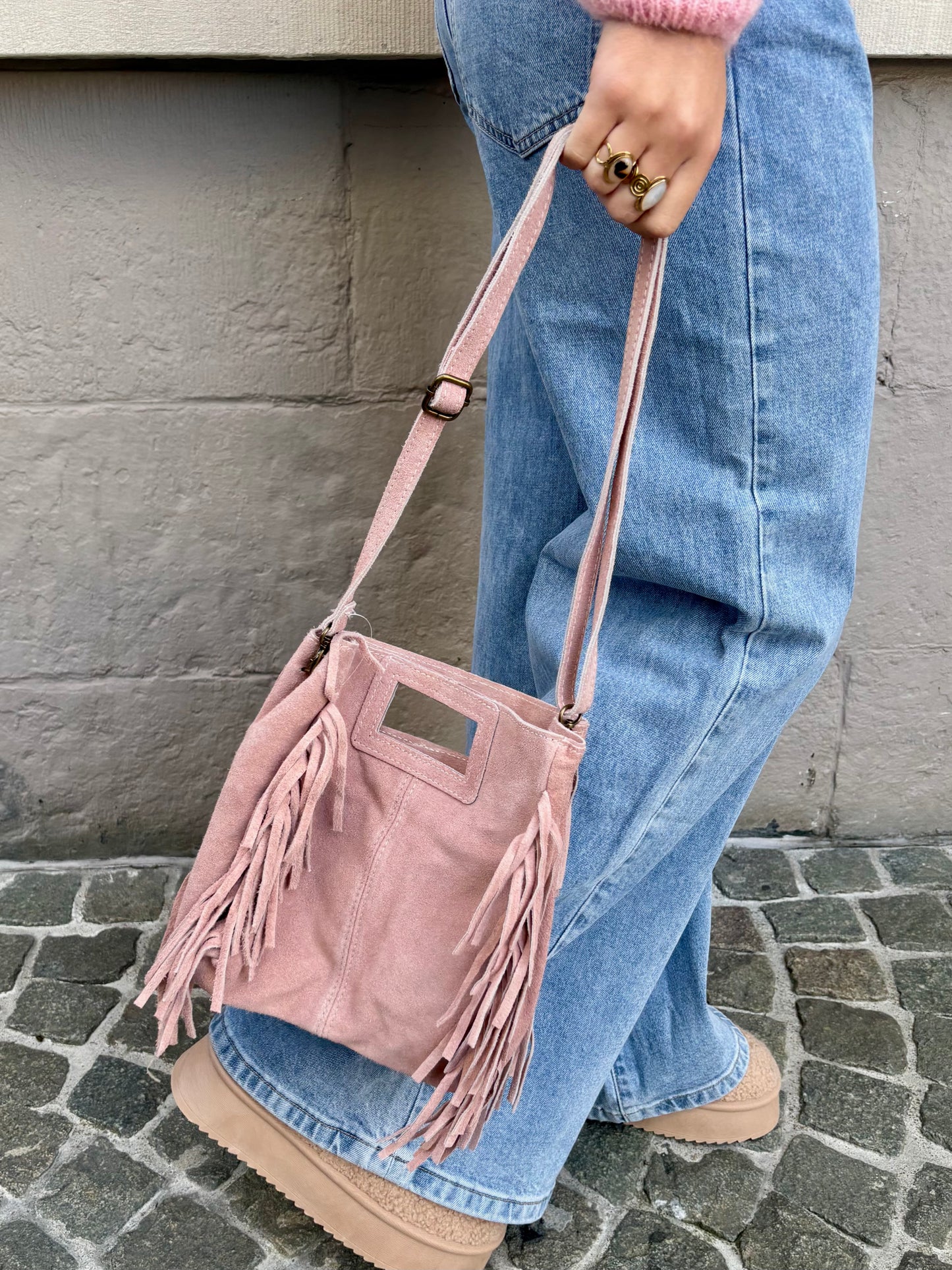 Sac rose clair (daim) - MARTINE
