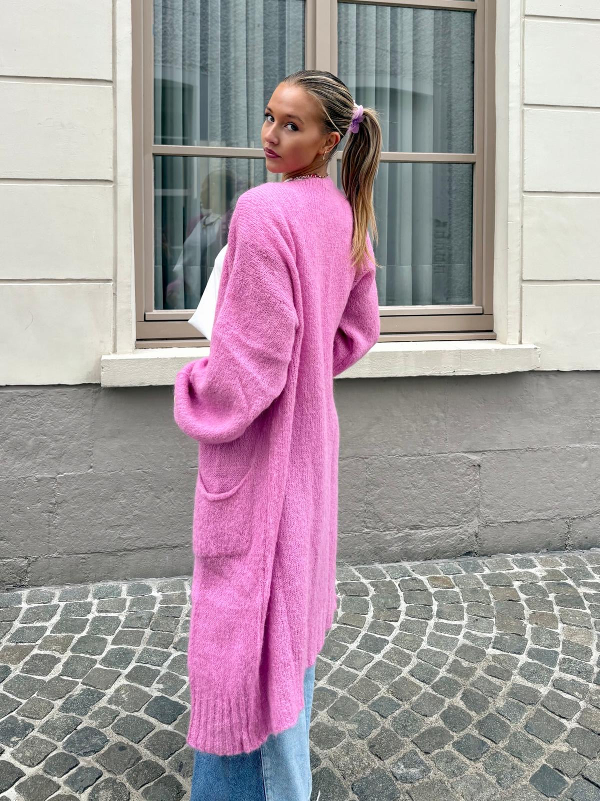 Long gilet rose - MAYA