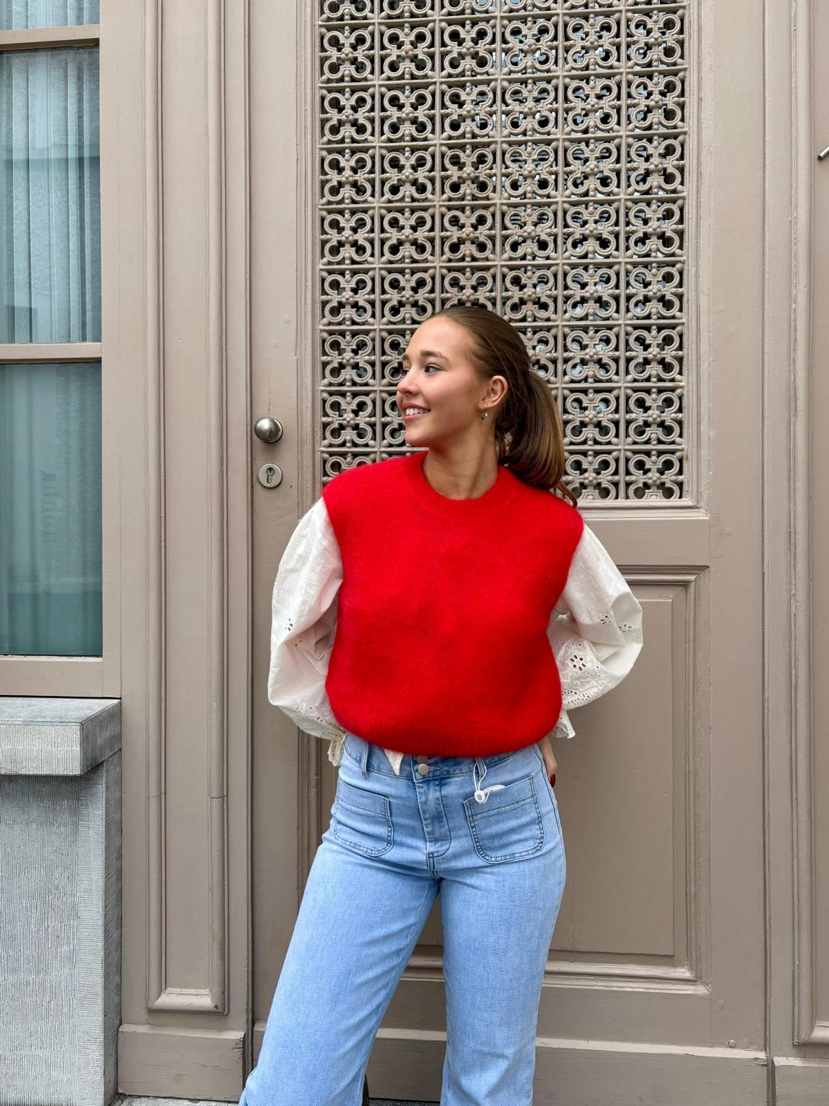 Pull sans manche rouge - RANIA