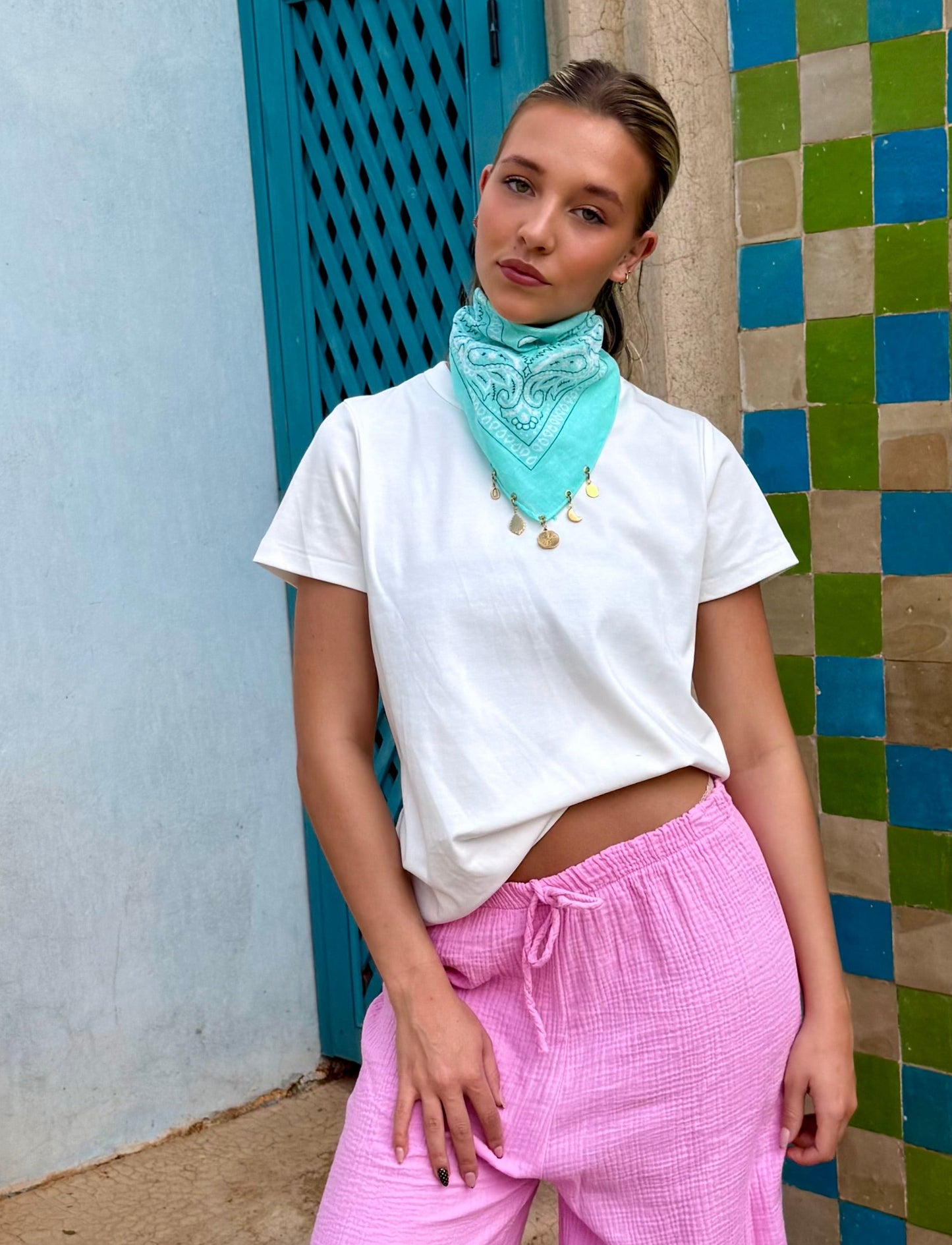 Foulard turquoise - CÉLESTINE
