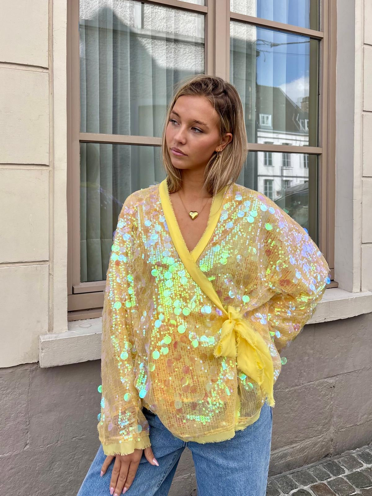 Blouse jaune - STRASS