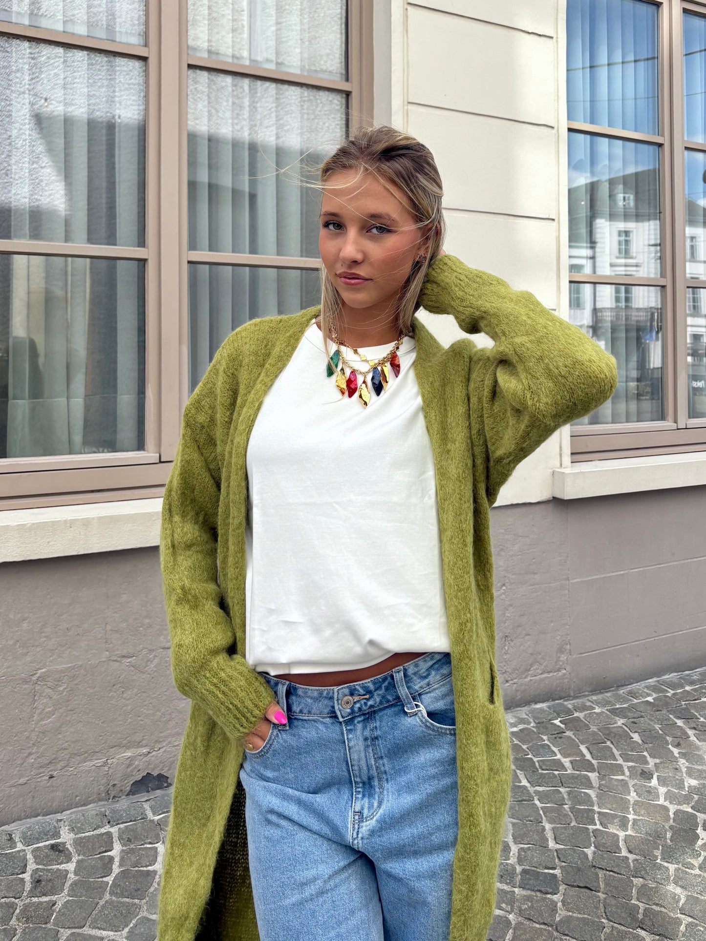 Long gilet vert - MAYA