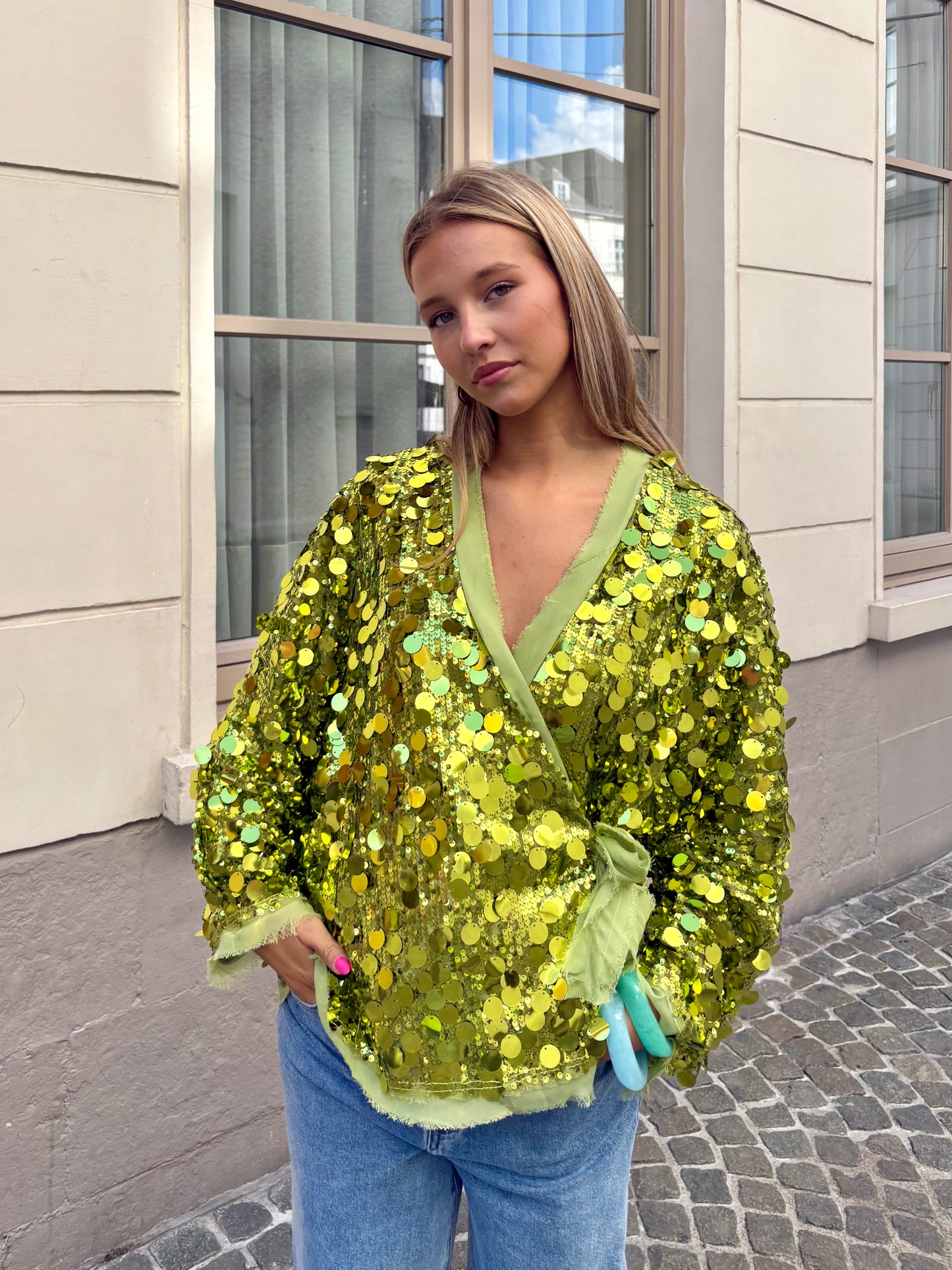 Blouse verte - STRASS