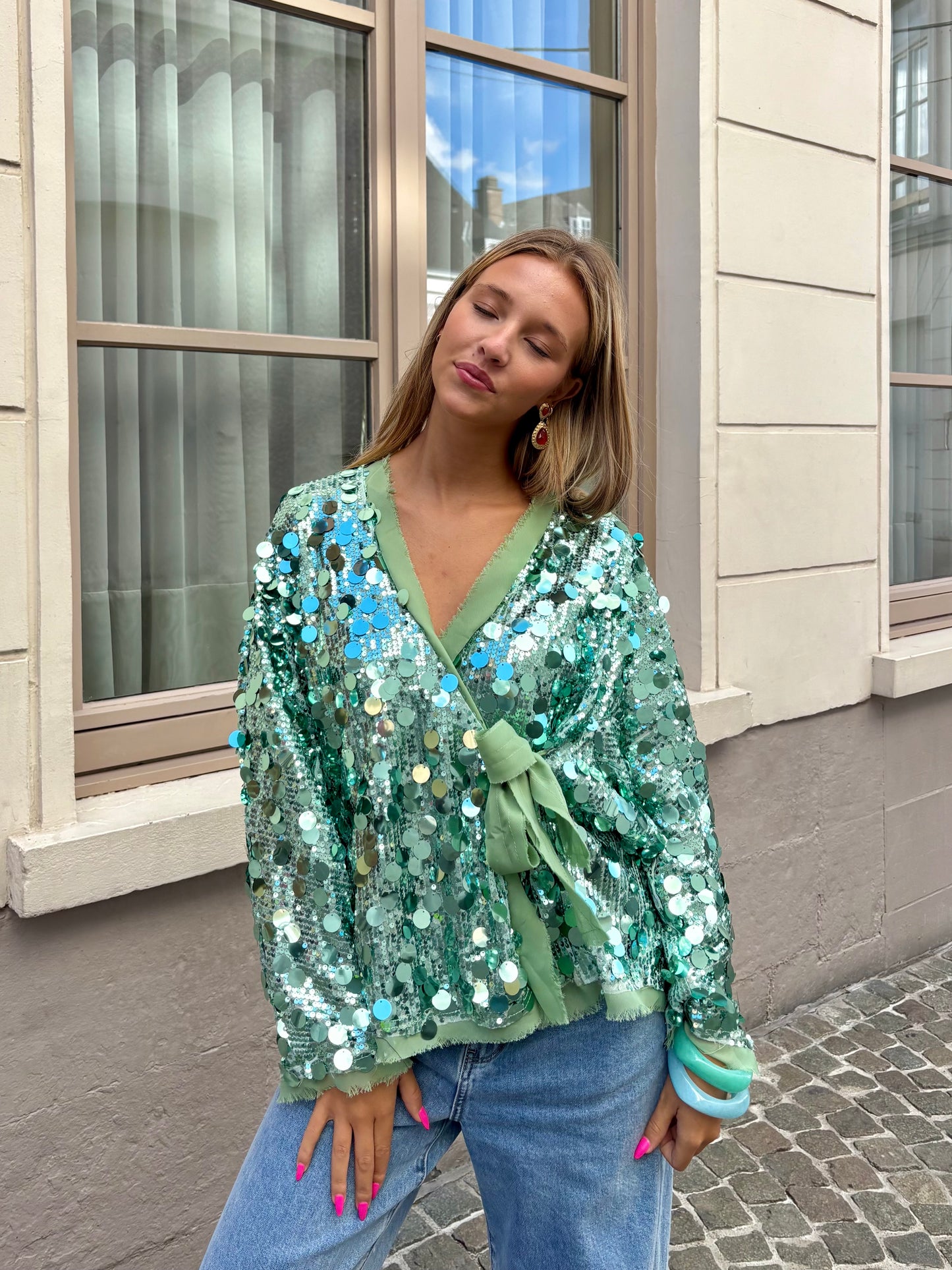 Blouse turquoise - STRASS