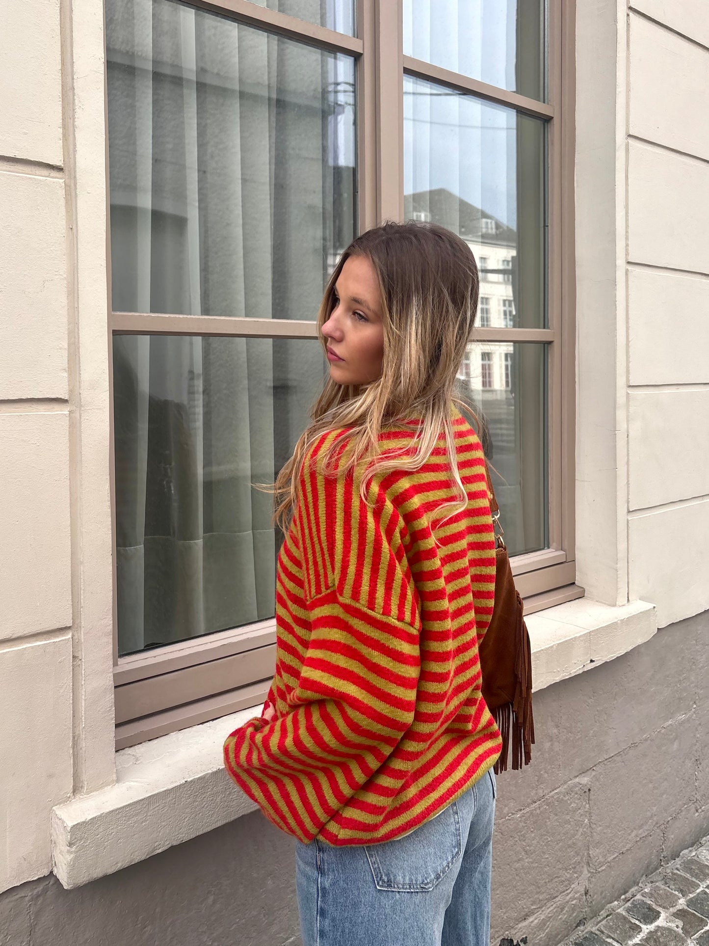 Pull vert/rouge - SOLÈNE