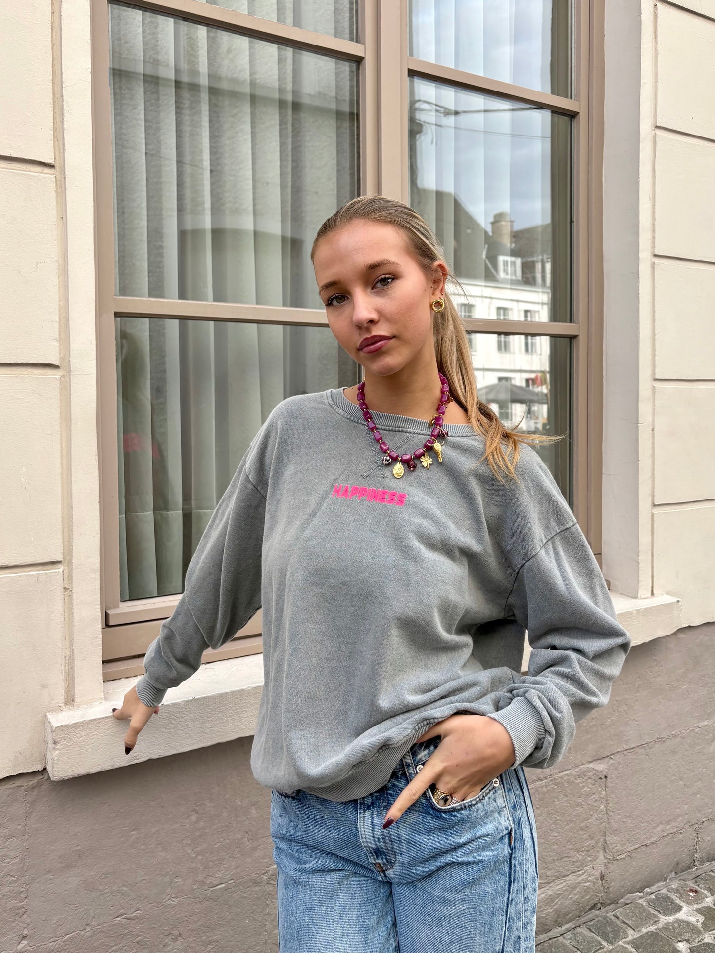 Sweat gris - HAPPINESS