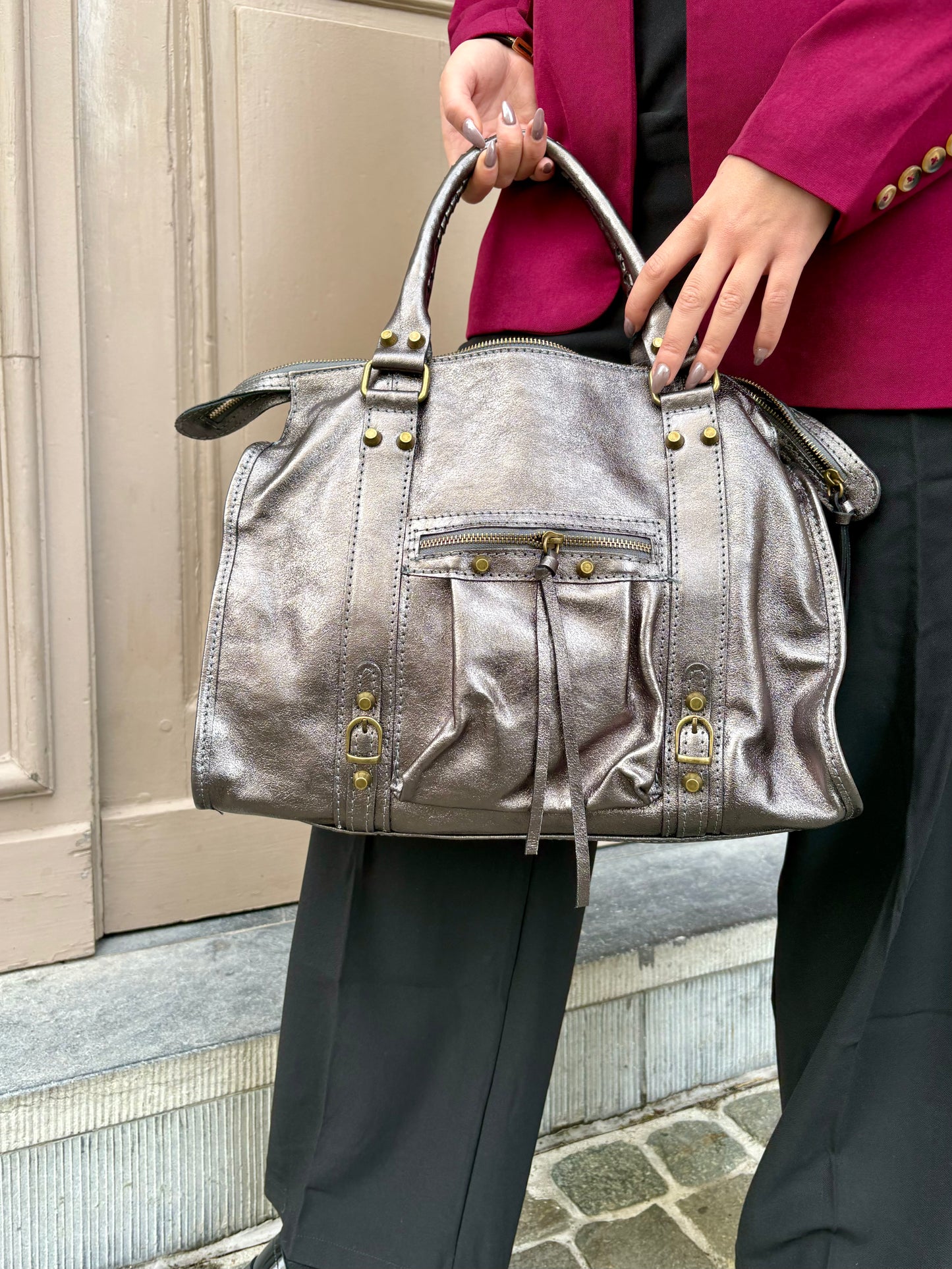 Sac taupe brillant - NINA