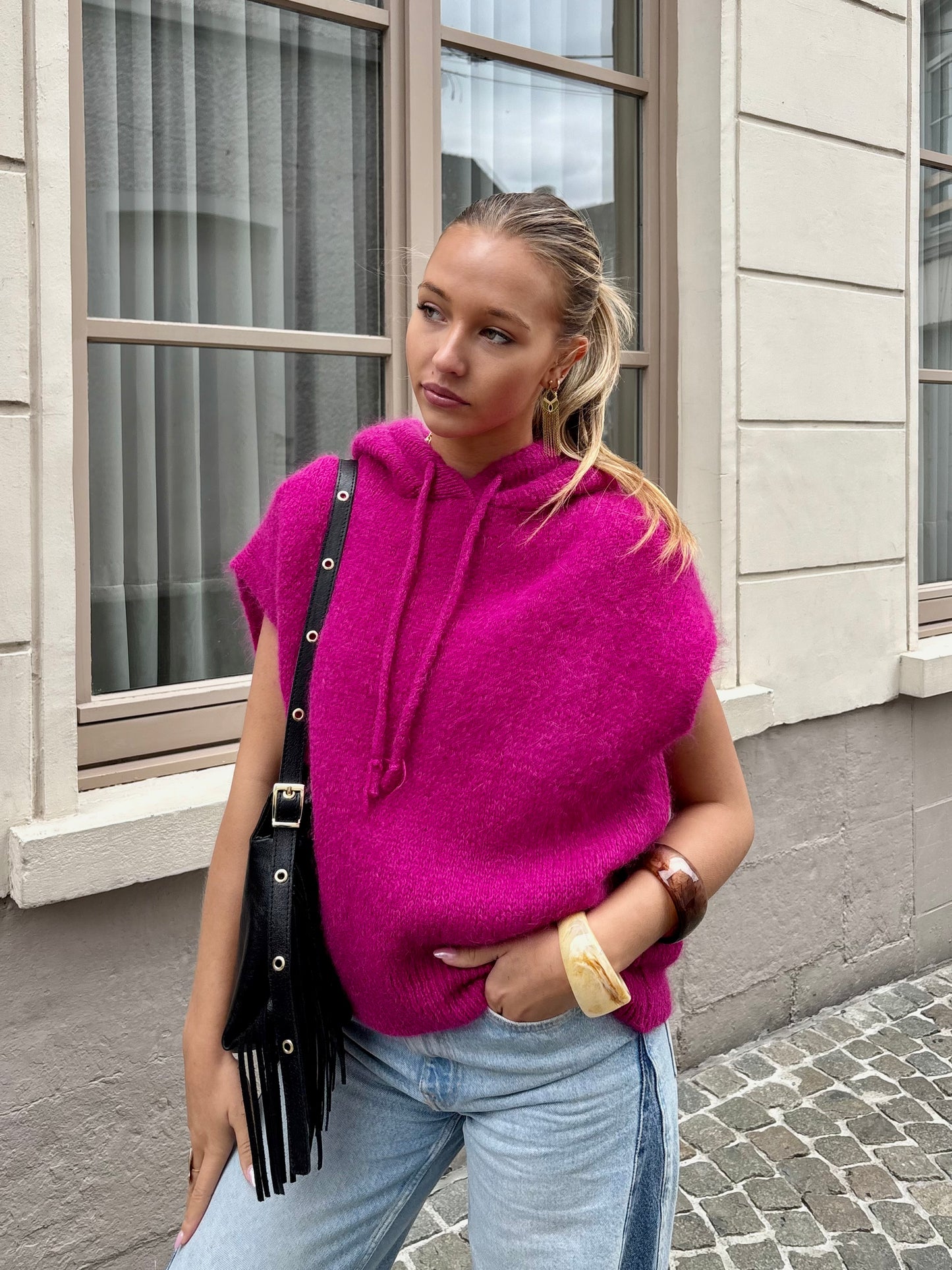 Pull sans manches fushia - LIZA