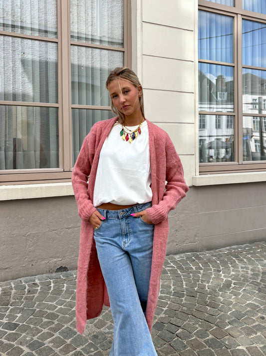 Long gilet rose - MAYA