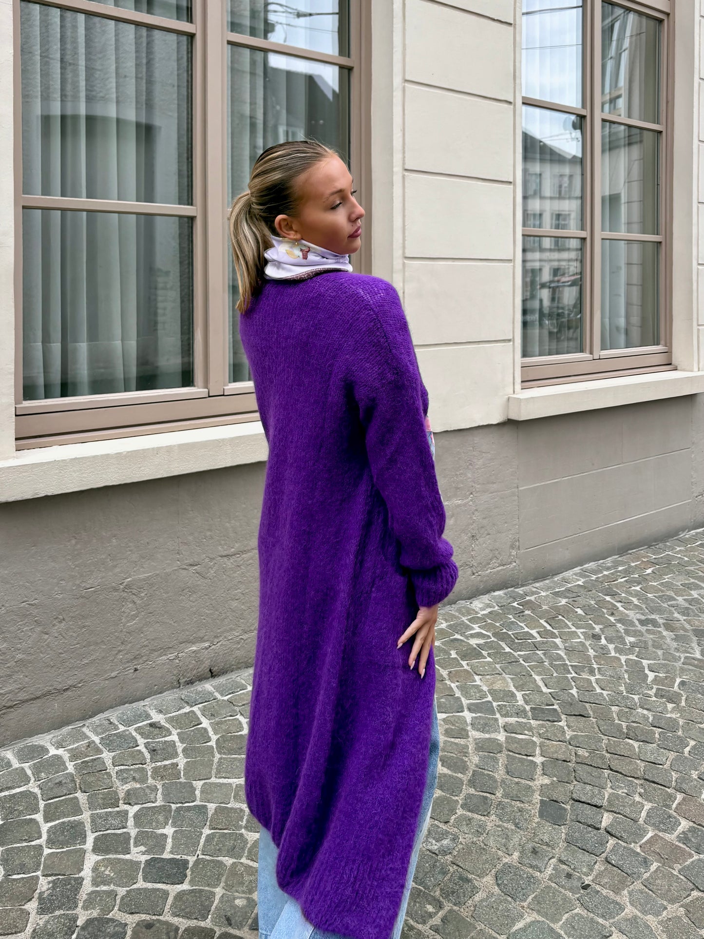 Long gilet mauve - MAYA