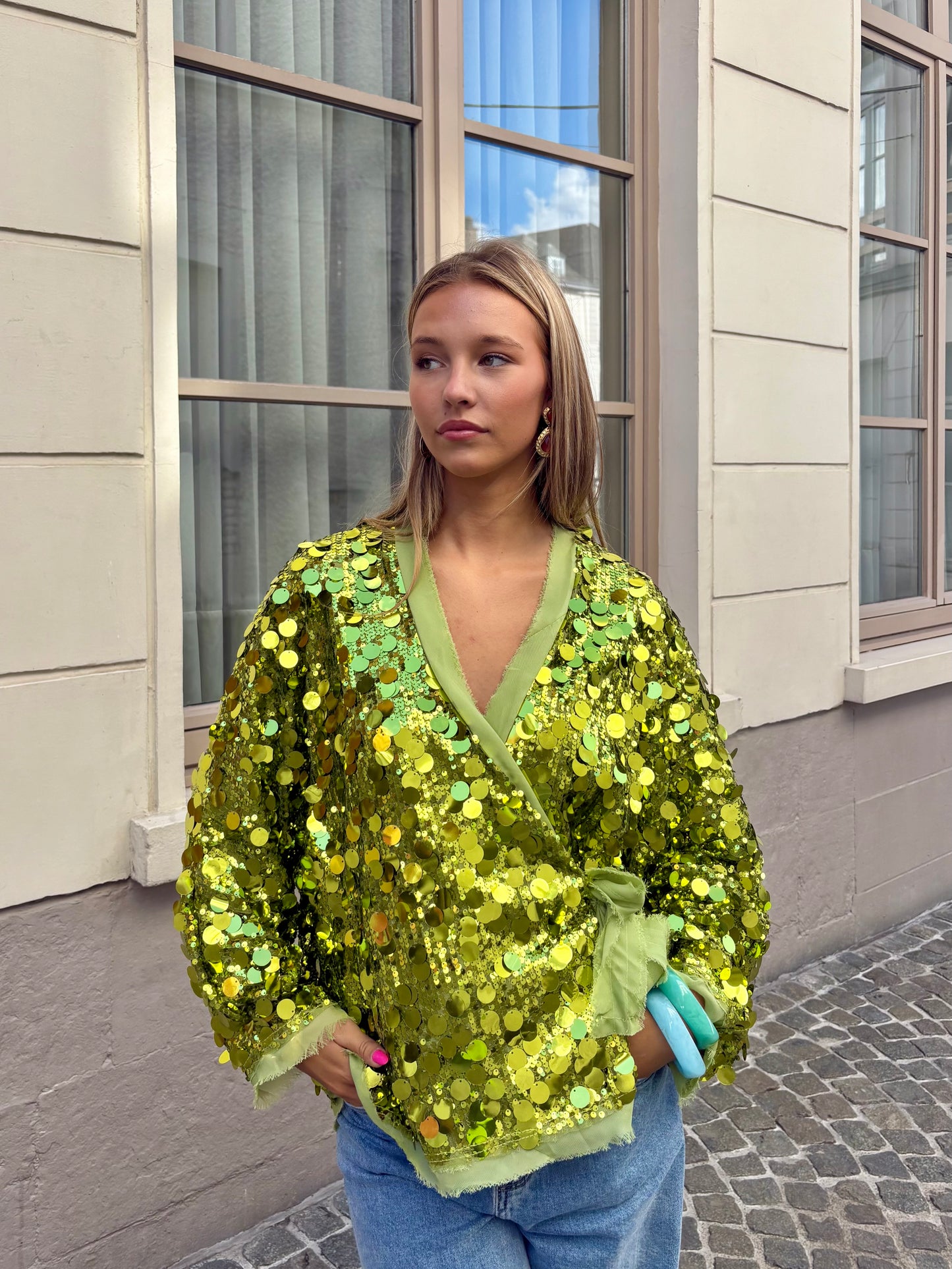 Blouse verte - STRASS
