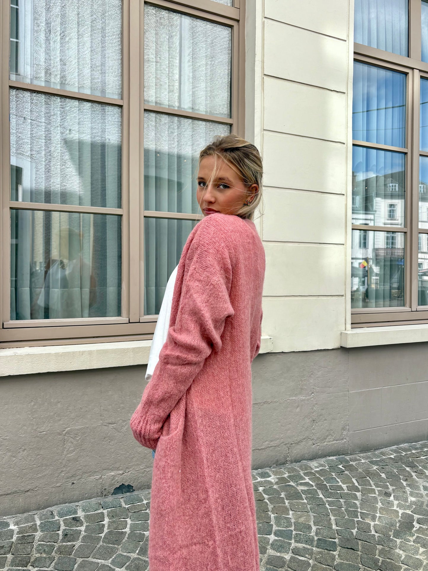 Long gilet rose - MAYA