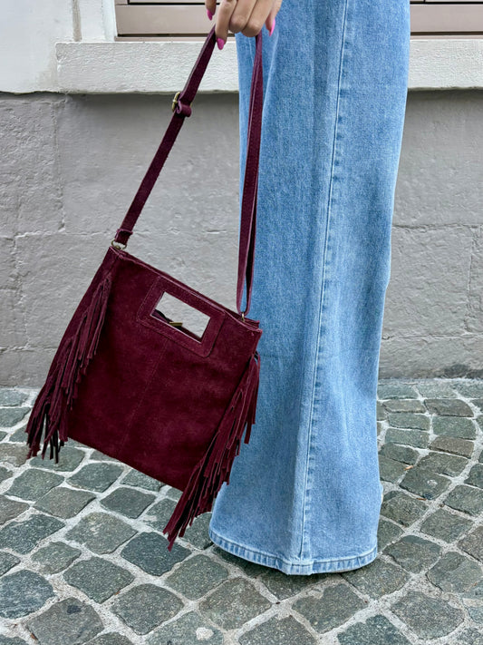 Sac bordeaux foncé (daim) - MARTINE