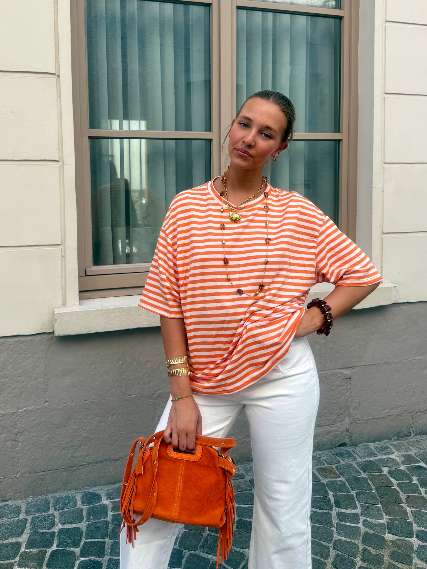 T-shirt orange - CŒUR
