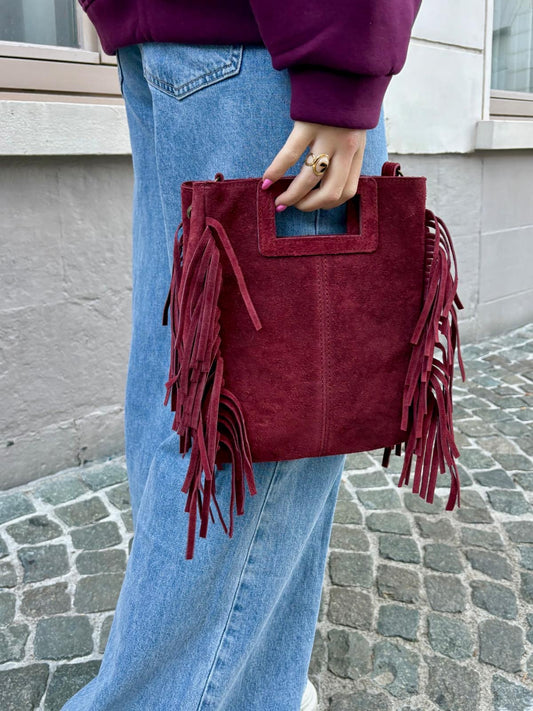 Sac en daim bordeaux - MARTINE