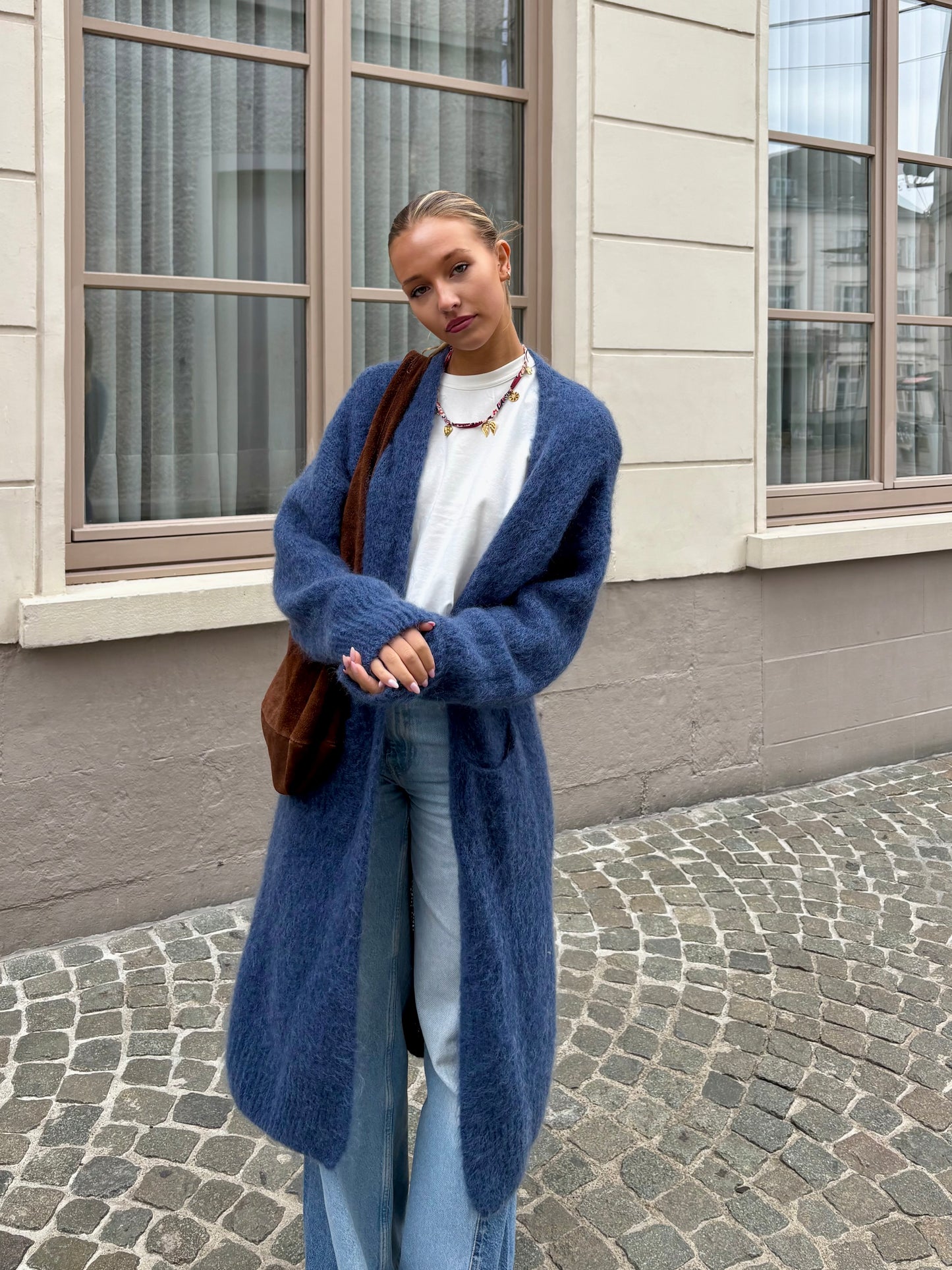 Long gilet bleu - MAYA