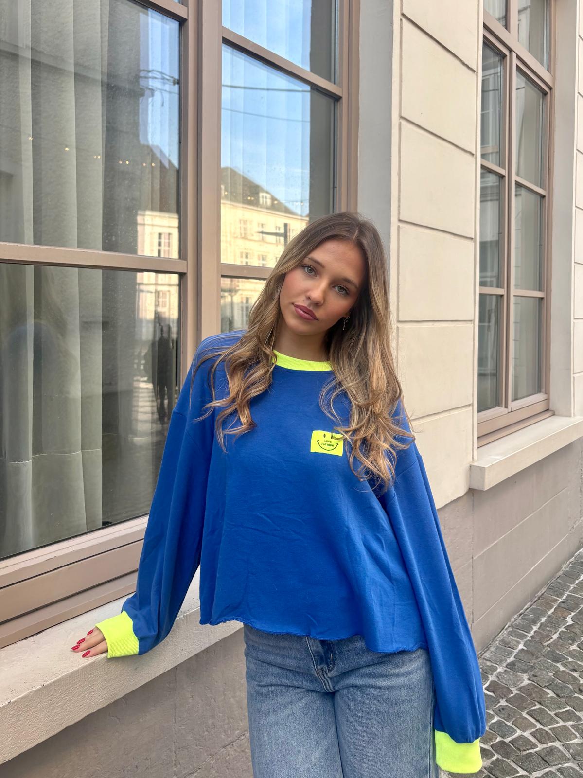 Sweat bleu - LOVE FASHION