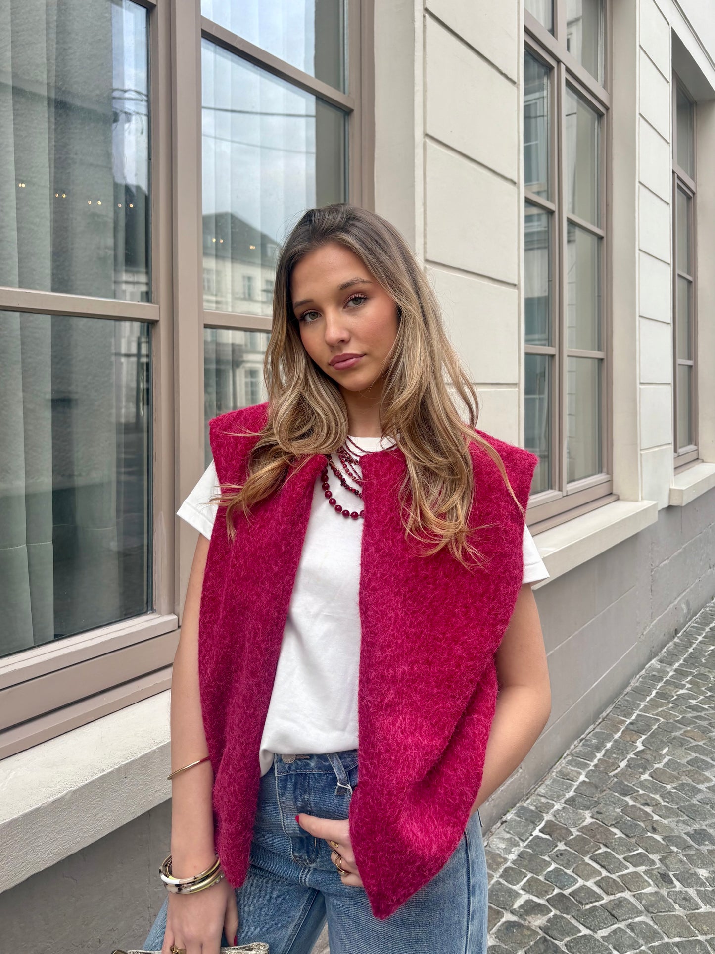 Gilet framboise - CARLA