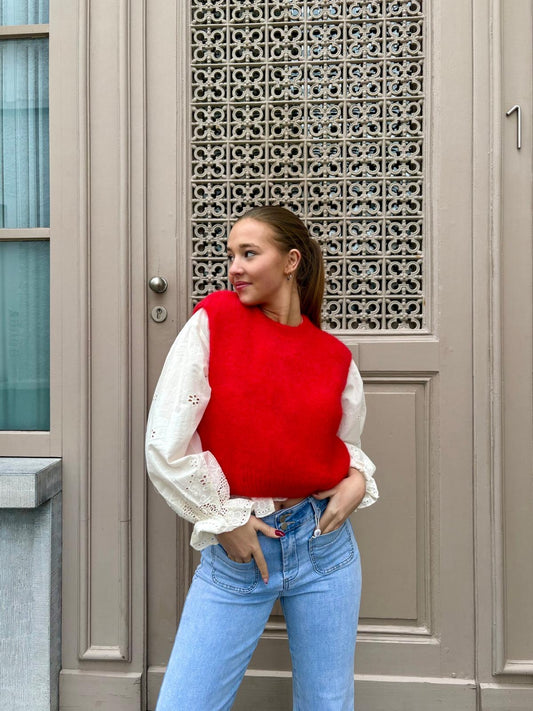 Pull sans manche rouge - RANIA
