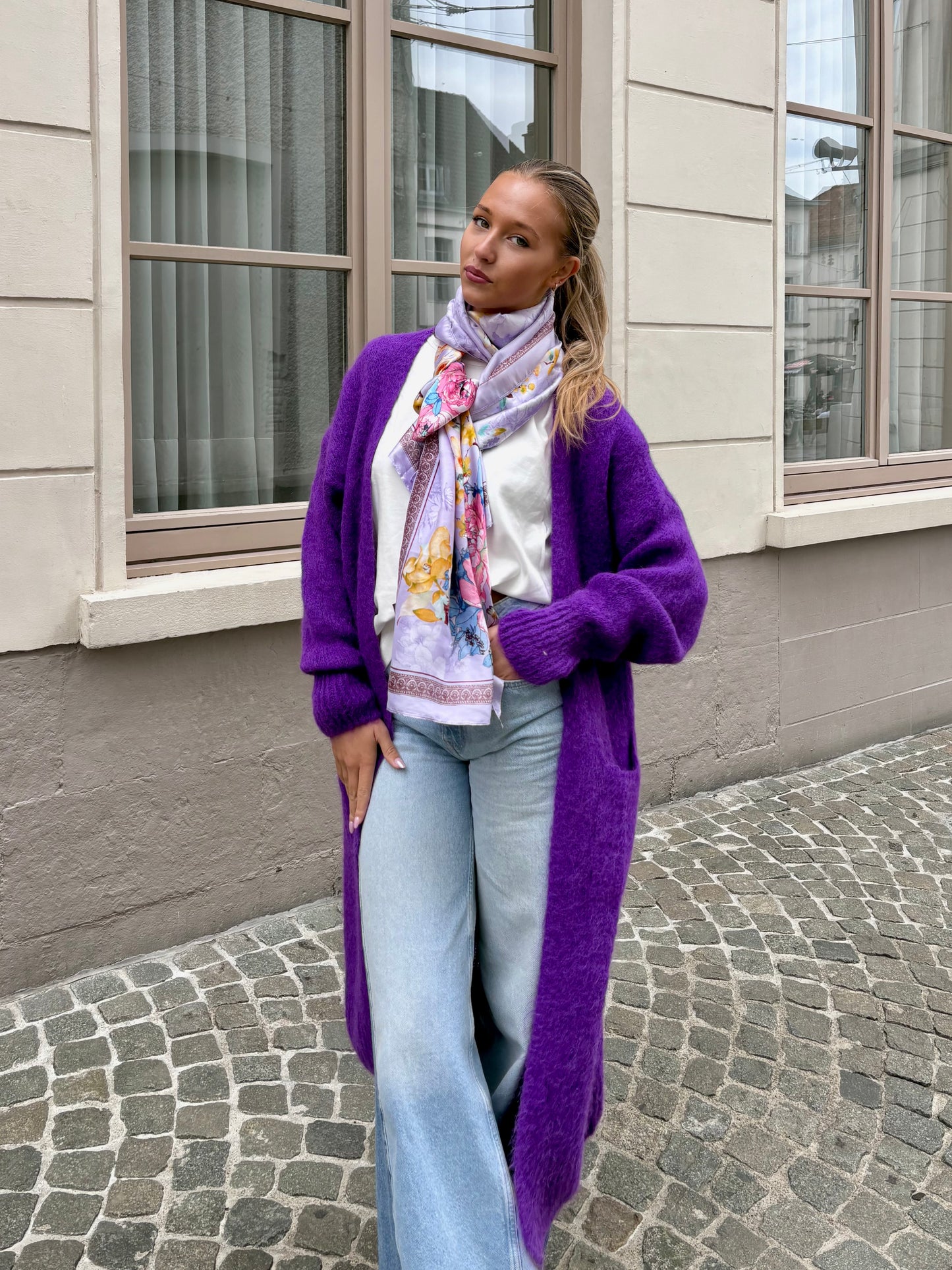 Long gilet mauve - MAYA