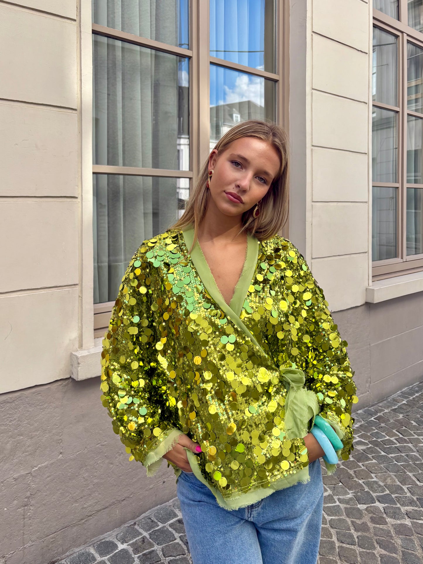 Blouse verte - STRASS