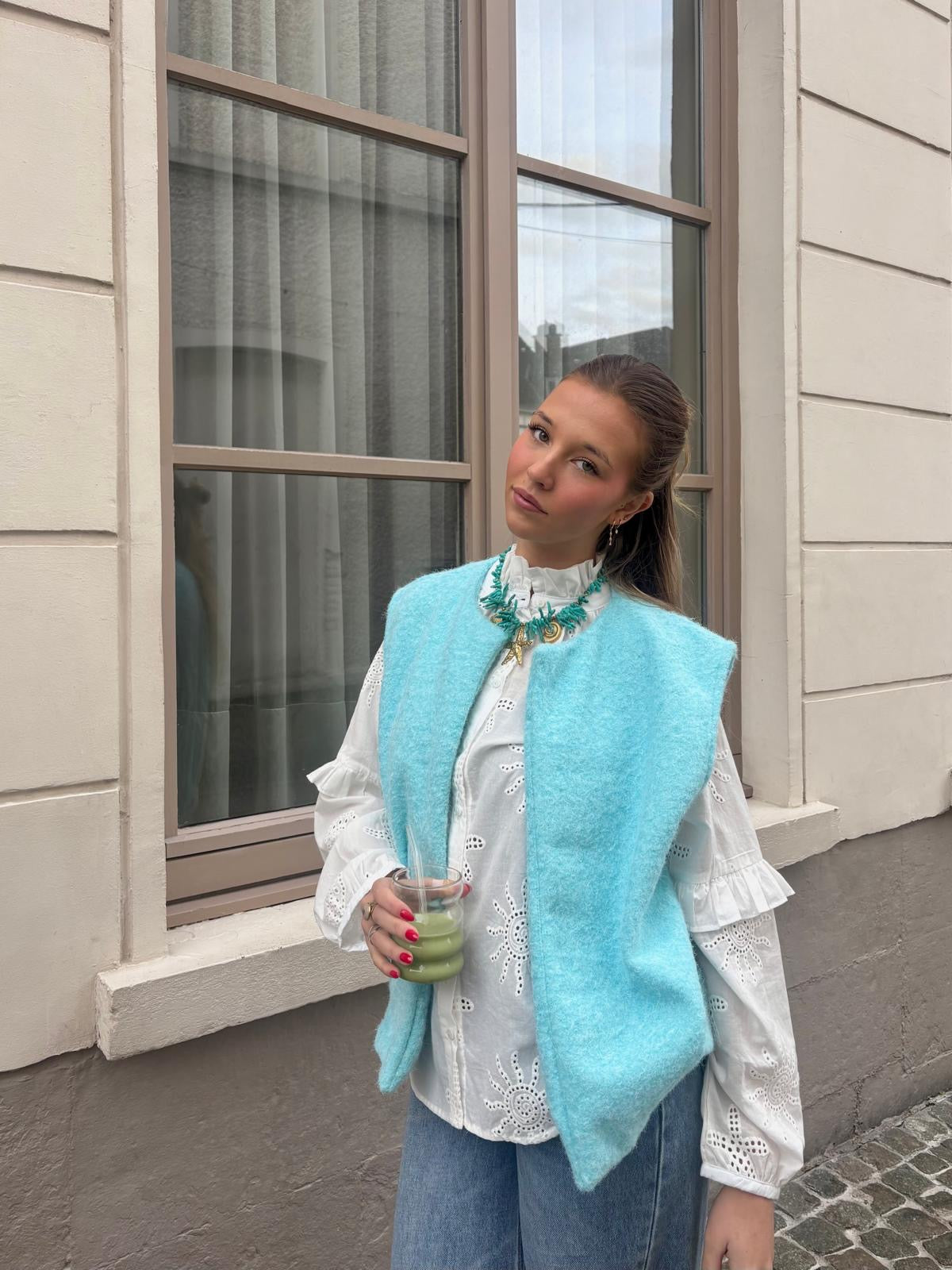 Gilet bleu turquoise - CARLA