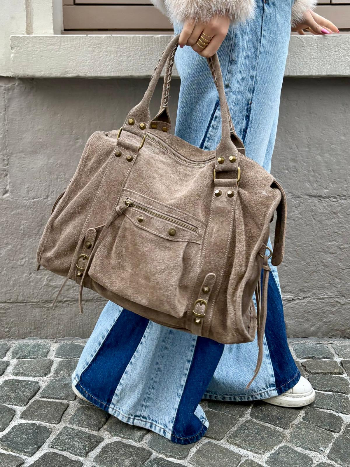 Sac taupe (daim) - NINA