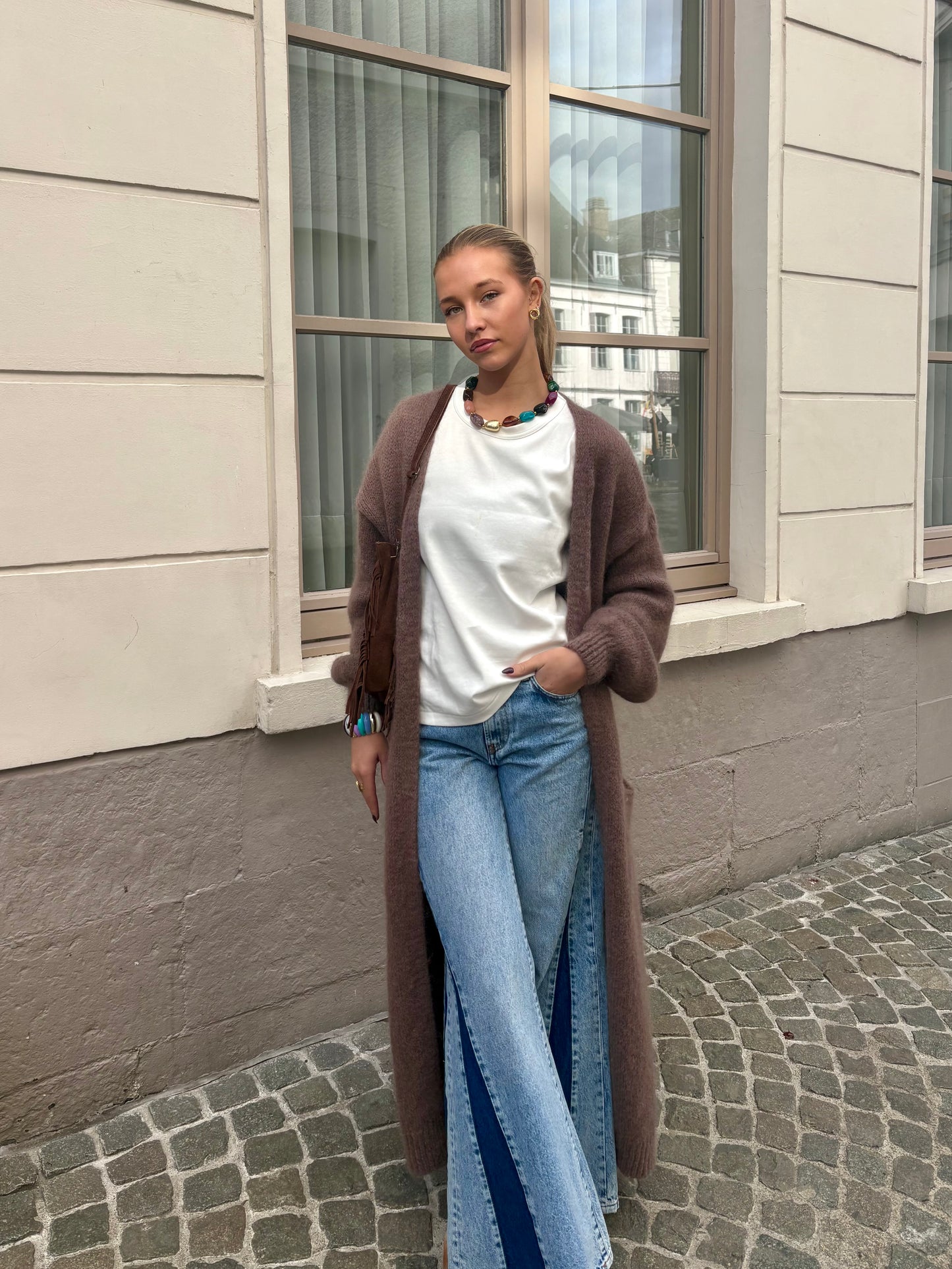 Long gilet taupe - MALI