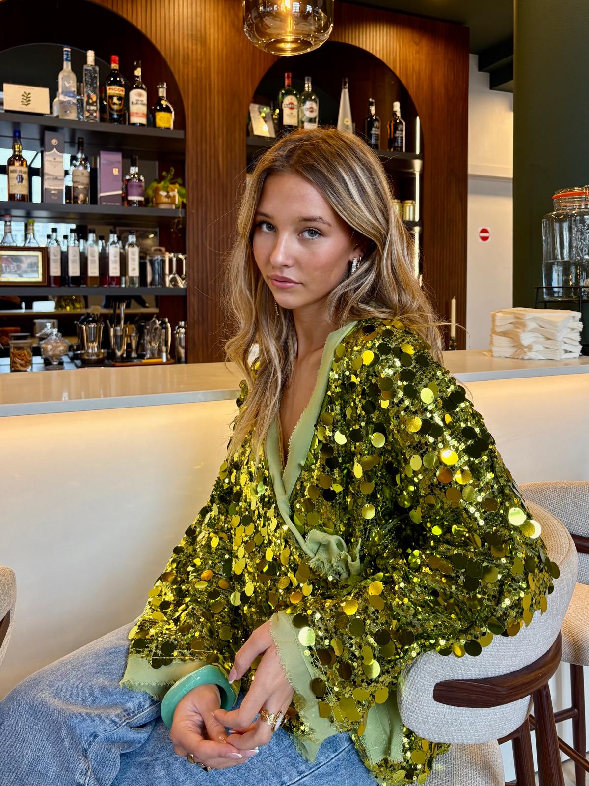 Blouse verte - STRASS