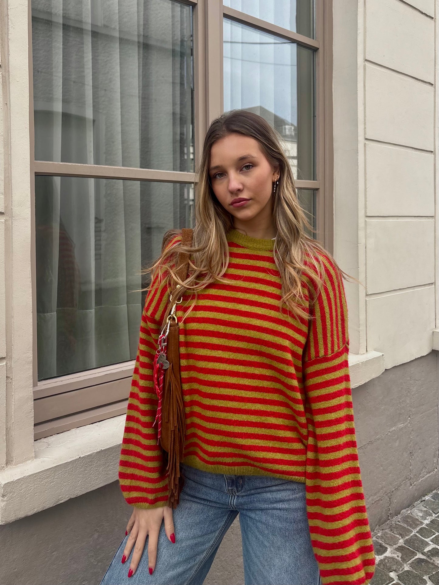 Pull vert/rouge - SOLÈNE