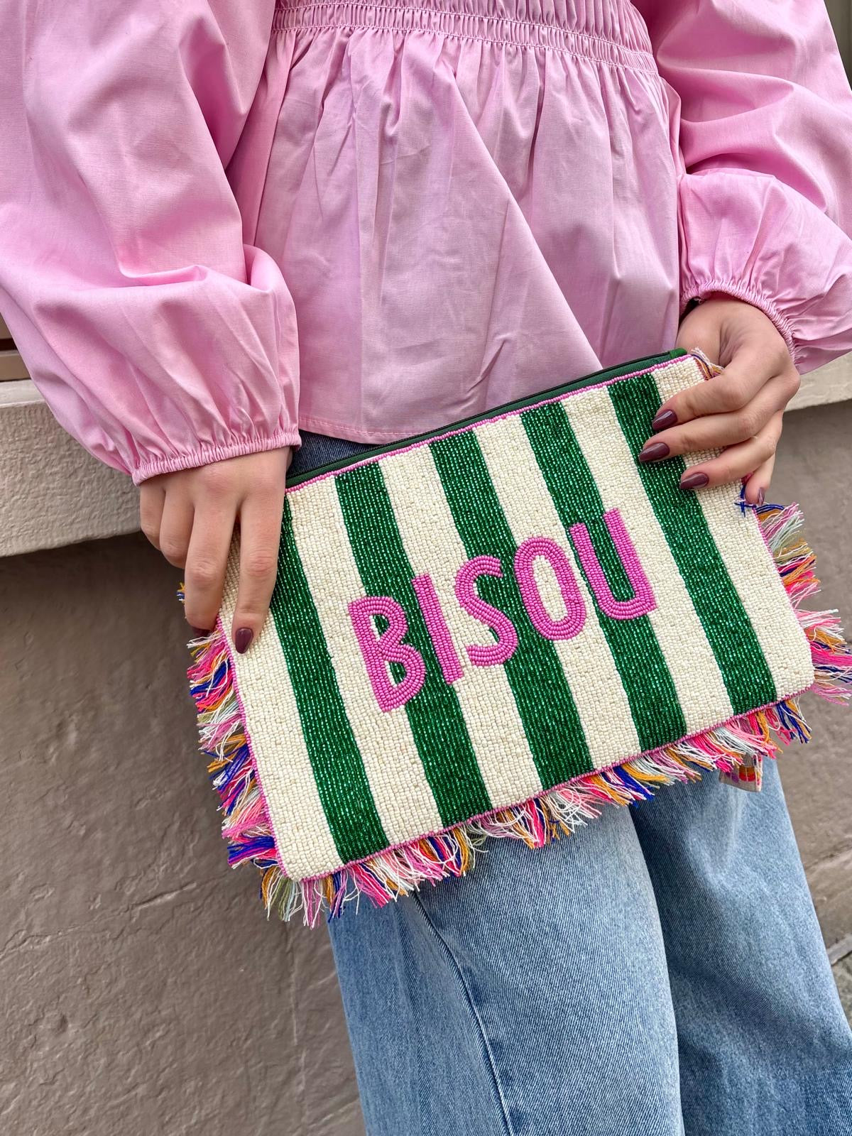 Pochette verte - BISOU