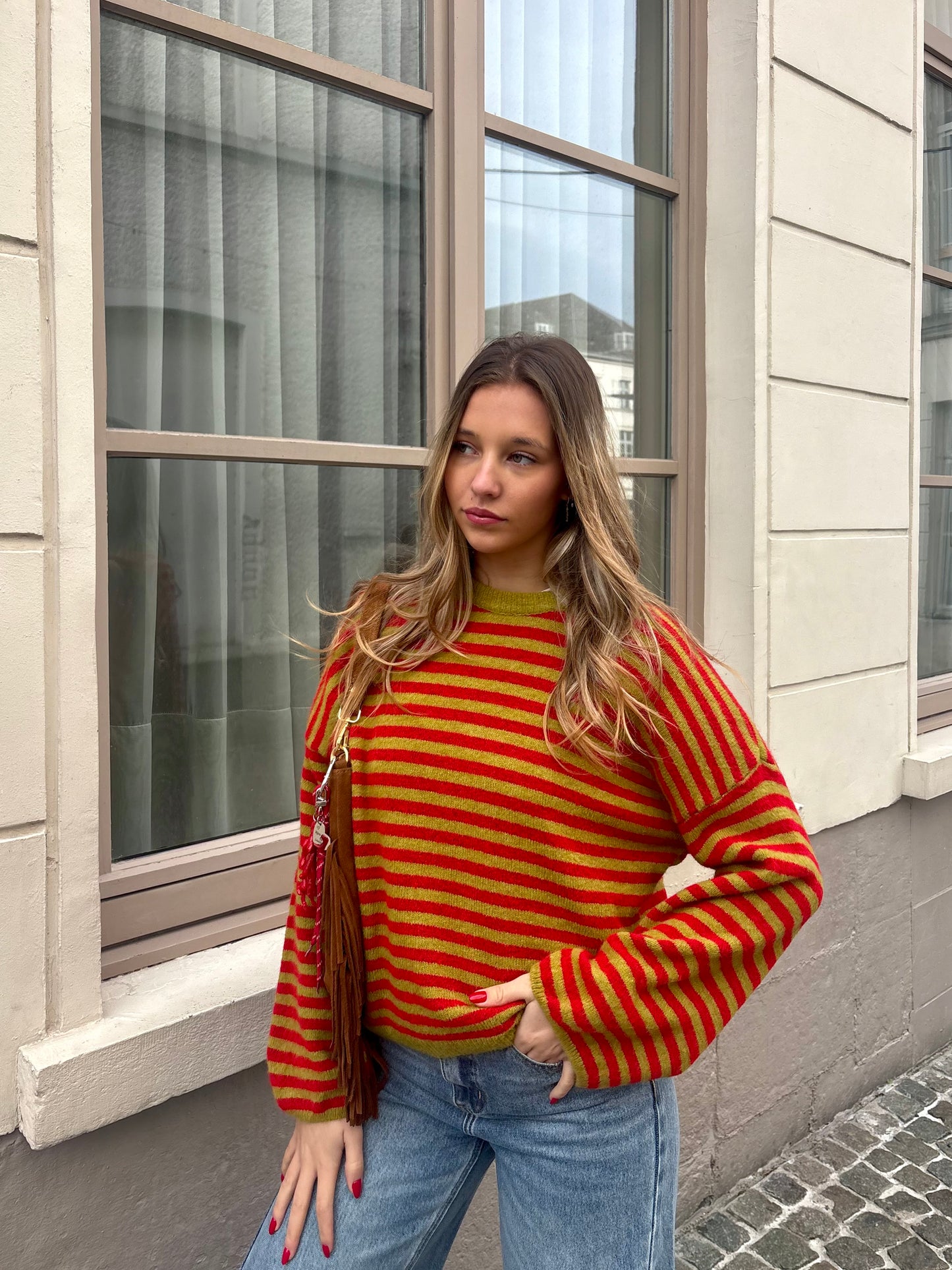 Pull vert/rouge - SOLÈNE