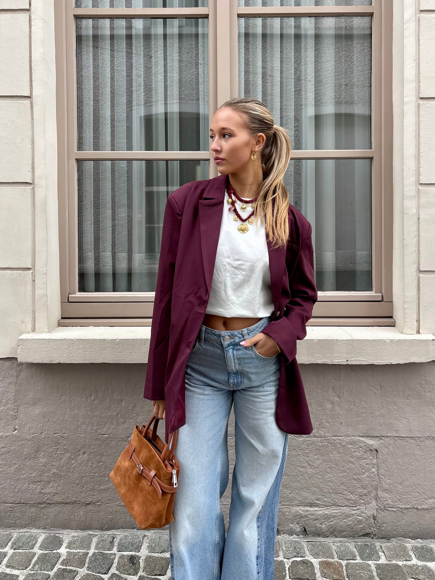 Blazer bordeaux - ASYMÉTRIQUE