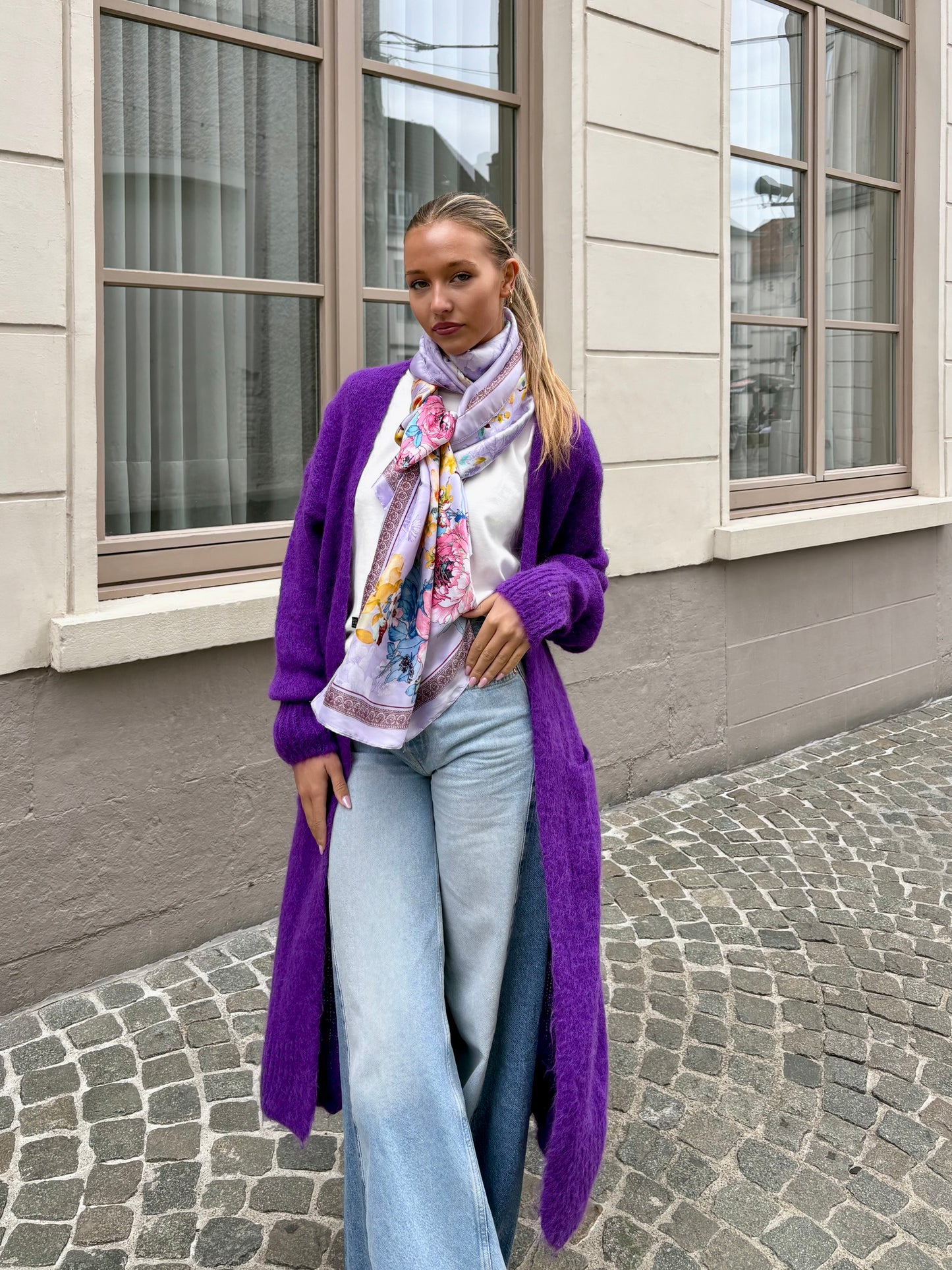 Long gilet mauve - MAYA