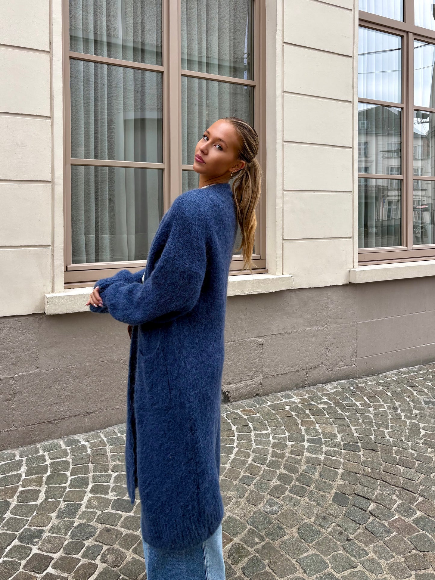 Long gilet bleu - MAYA