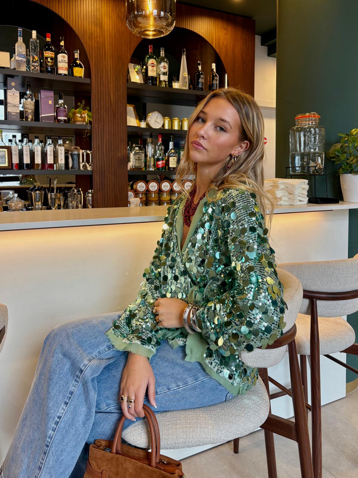 Blouse turquoise - STRASS