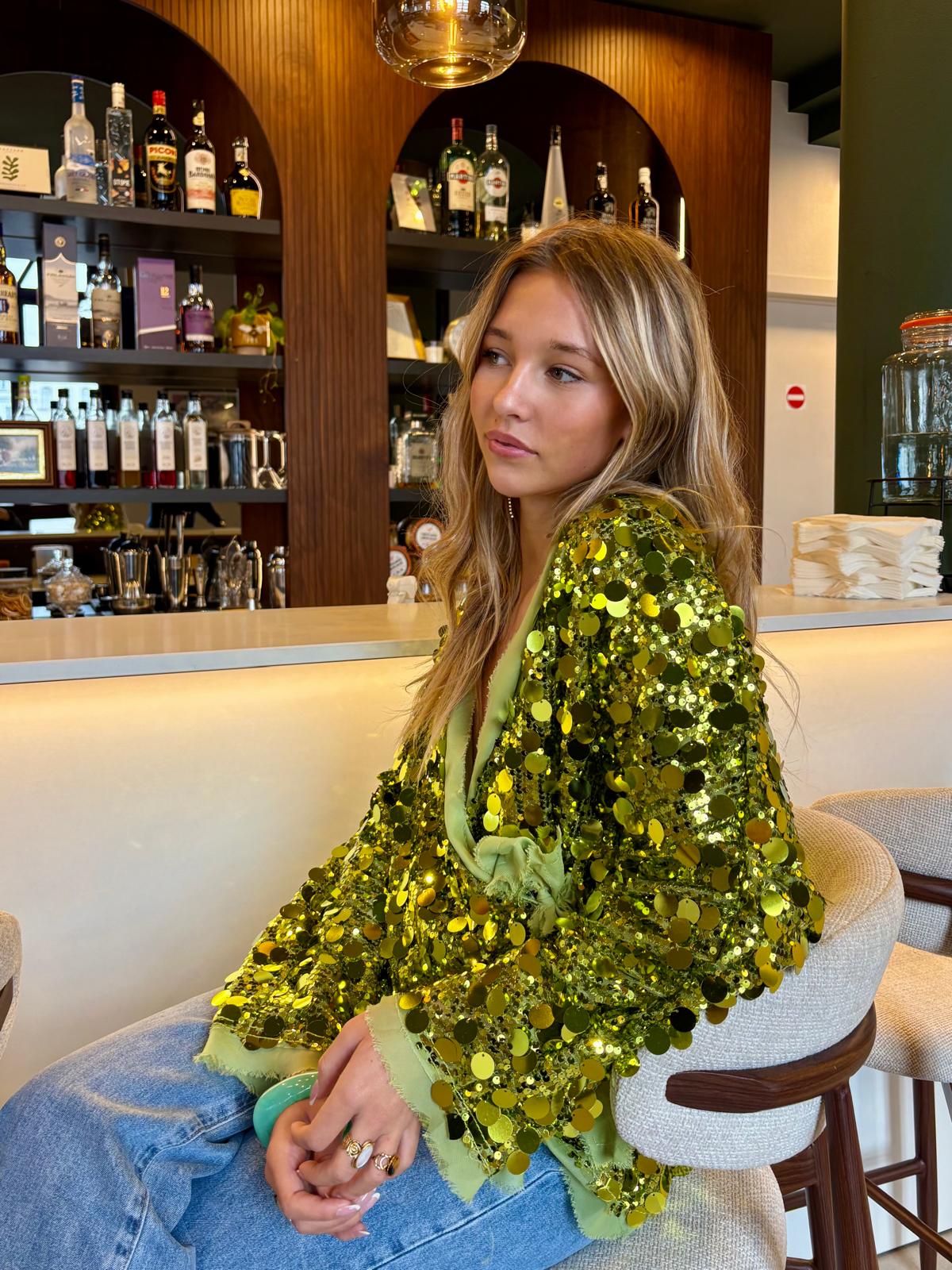 Blouse verte - STRASS