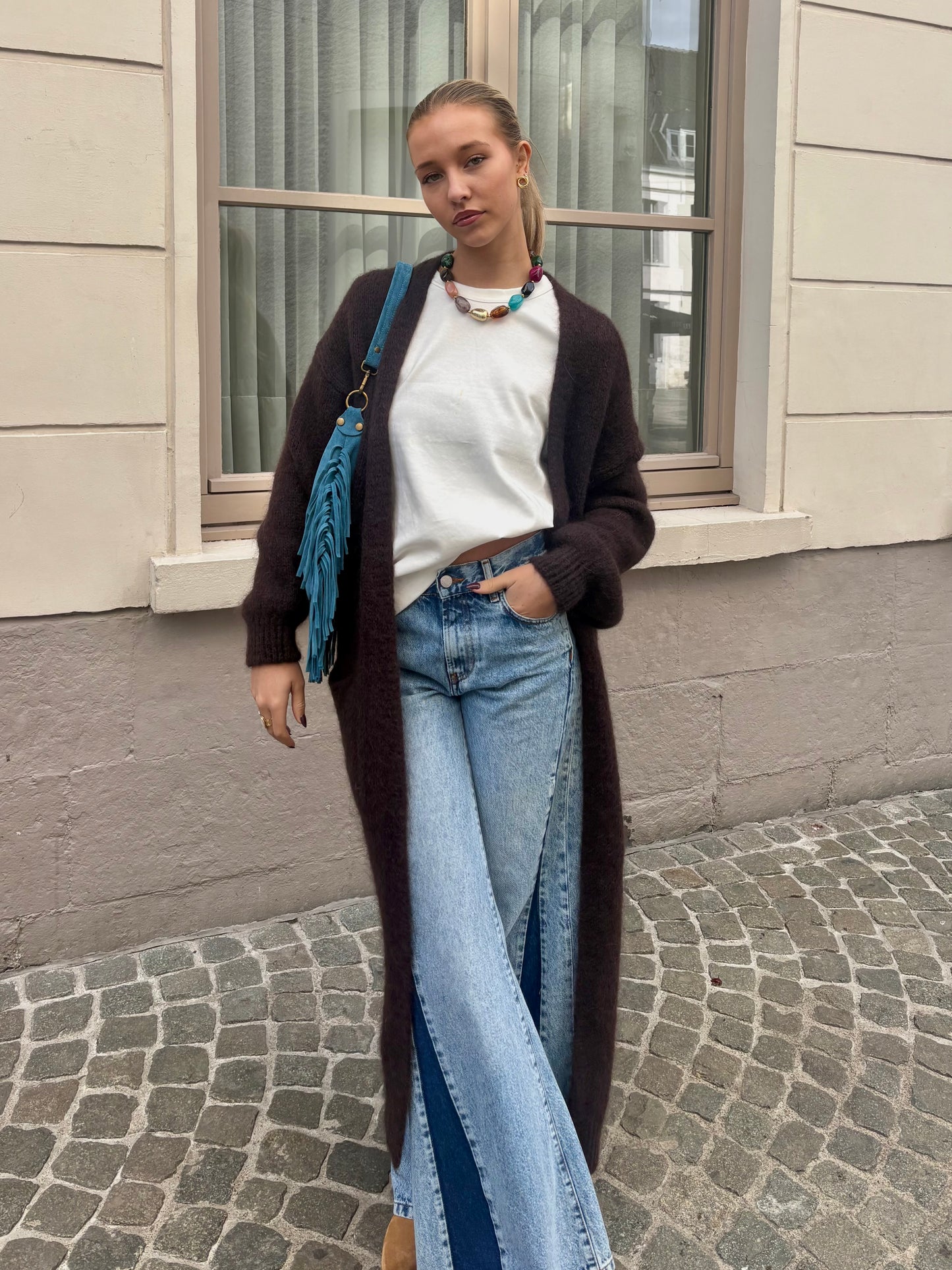 Long gilet marron - MALI