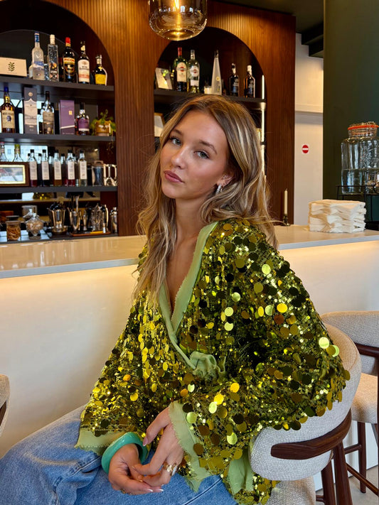 Blouse verte - STRASS