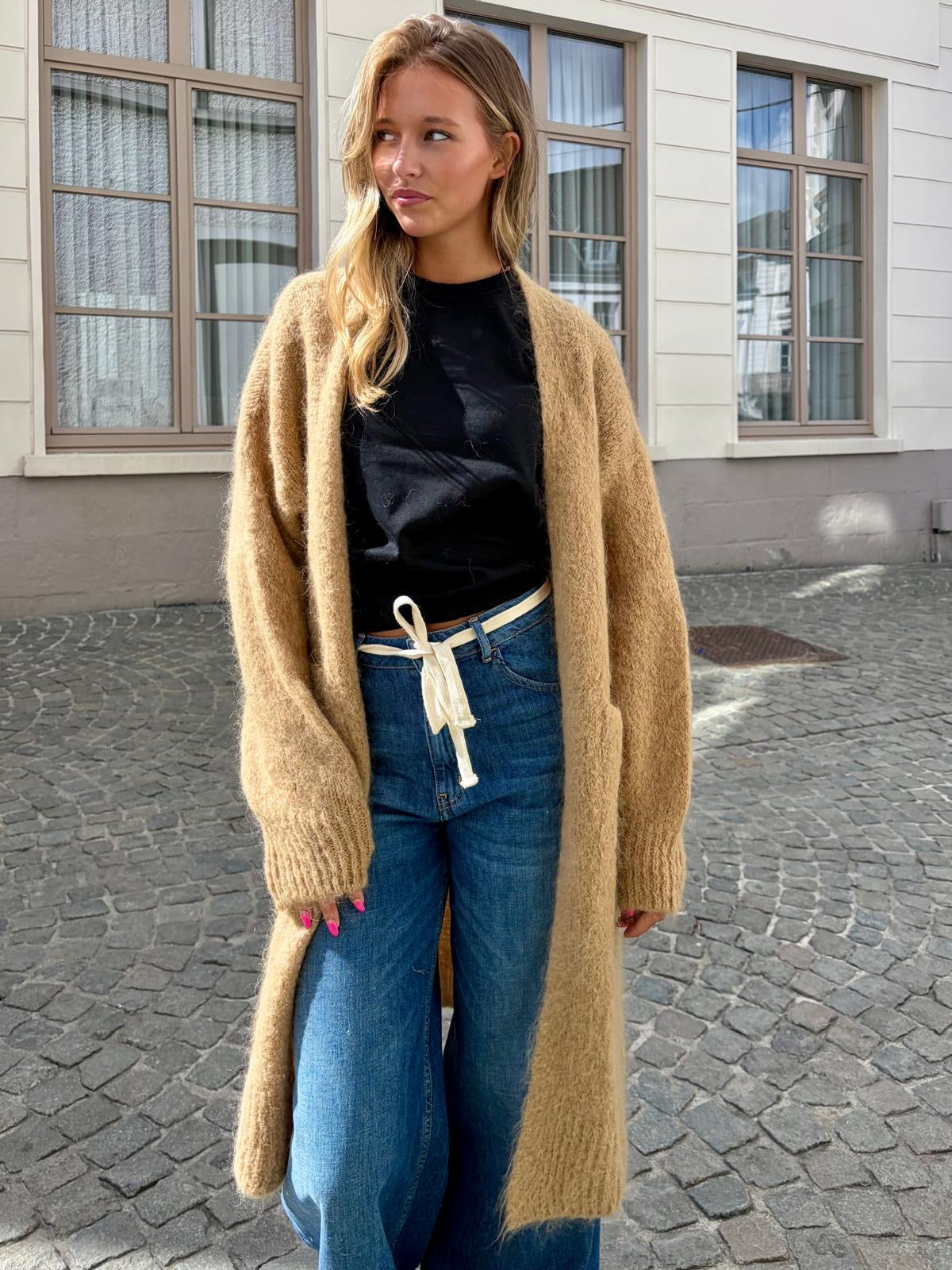 Long gilet beige - MAYA