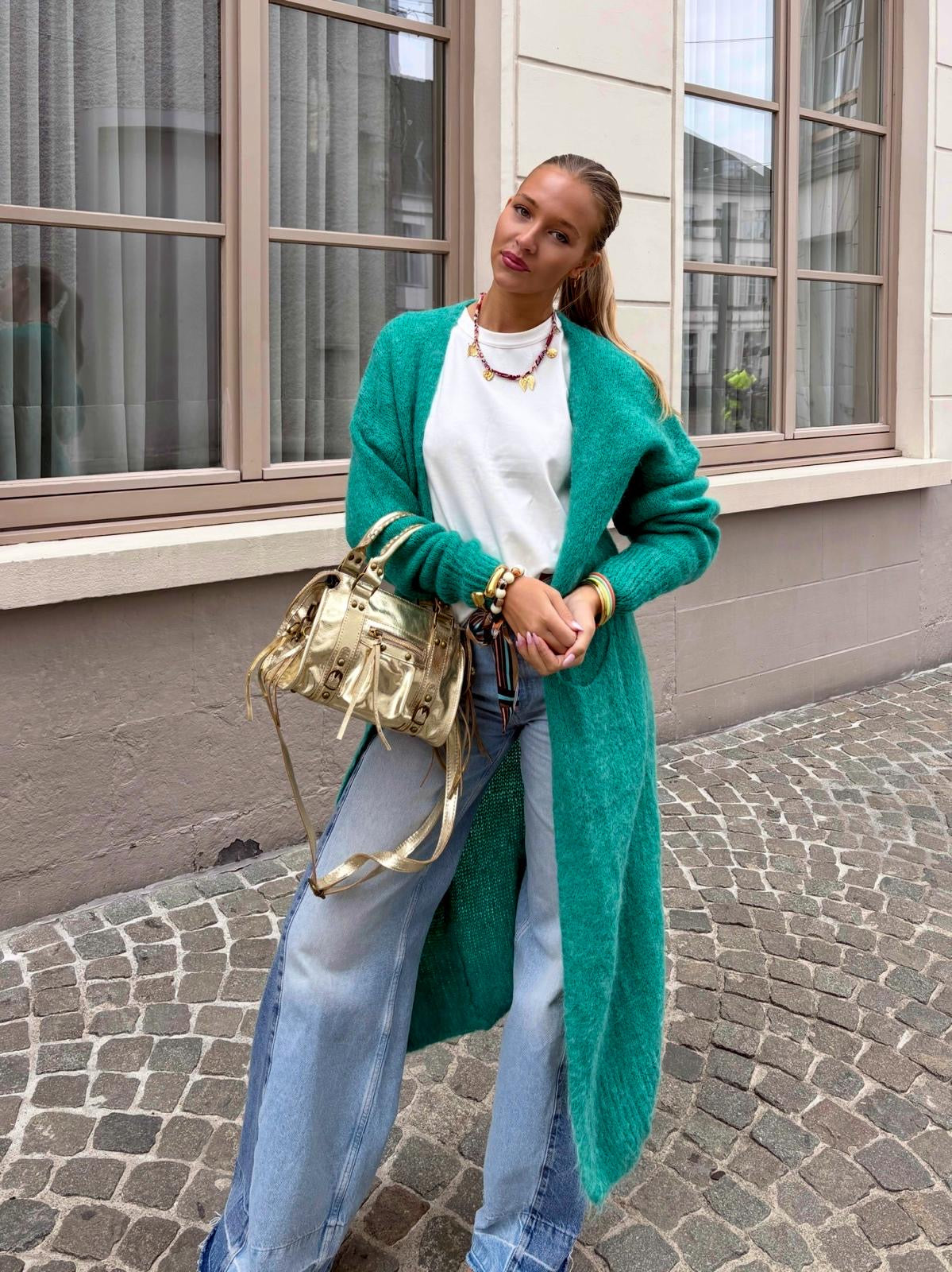 Long gilet vert - MAYA