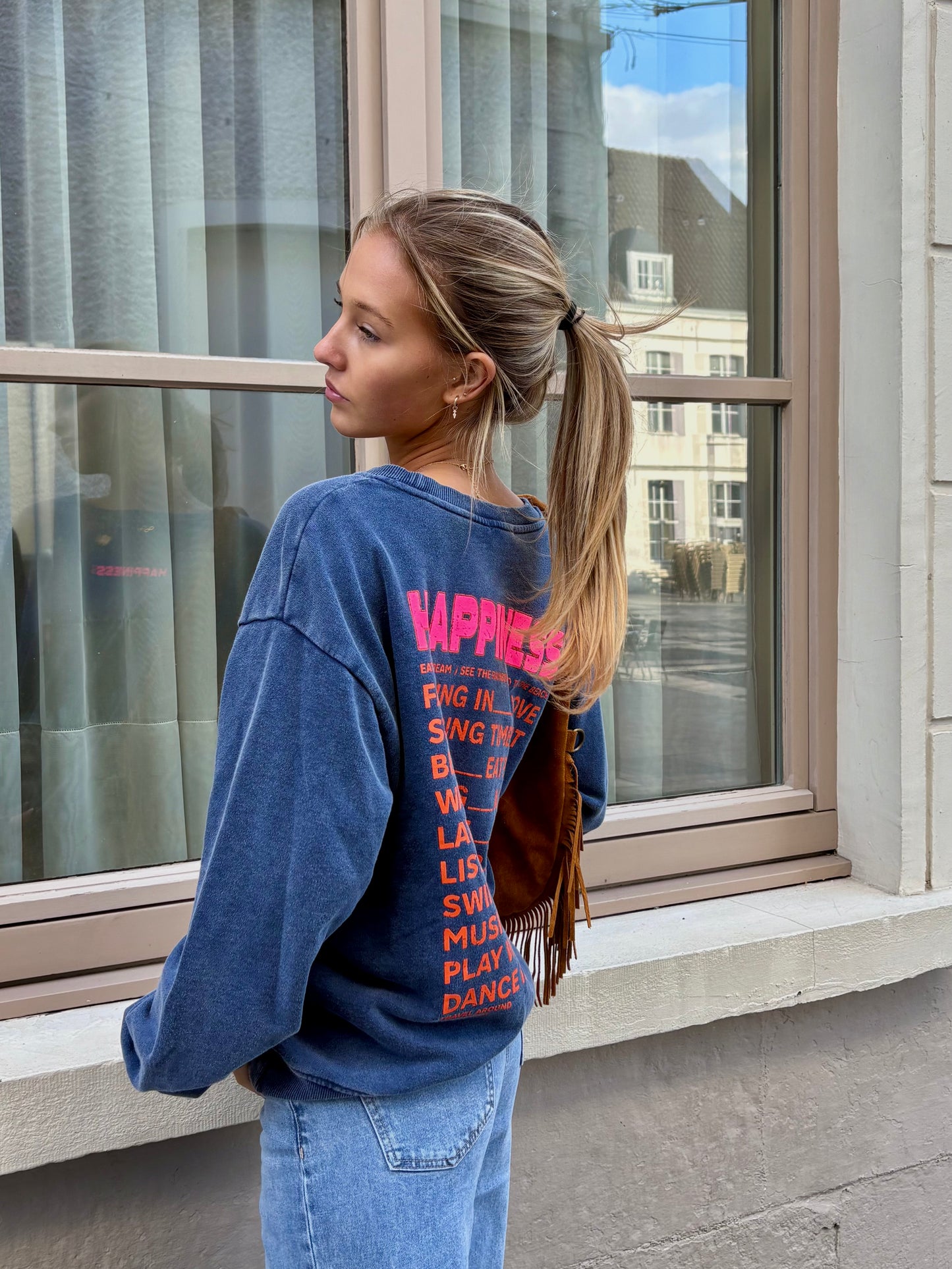 Sweat bleu - HAPPINESS