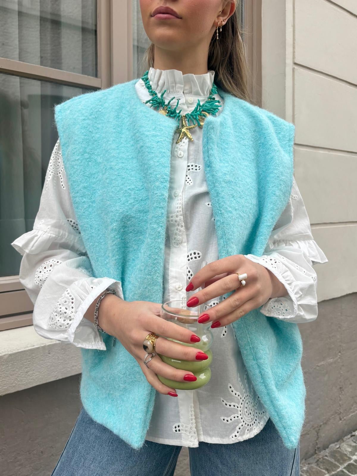Gilet bleu turquoise - CARLA